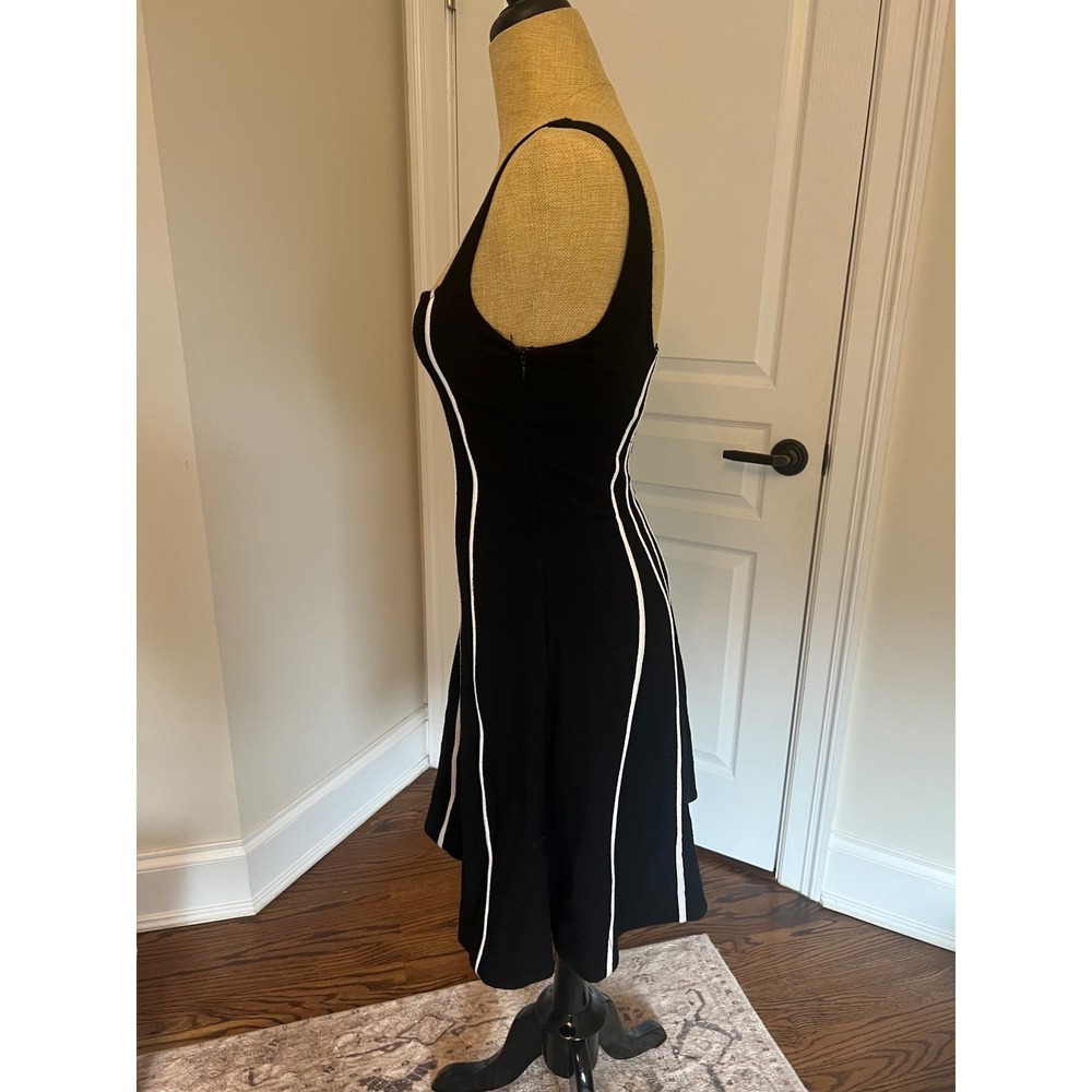 Anthropologie Maeve Little Black Dress White Piping Stretchy Pockets NWT Size 8 - Picture 8 of 16